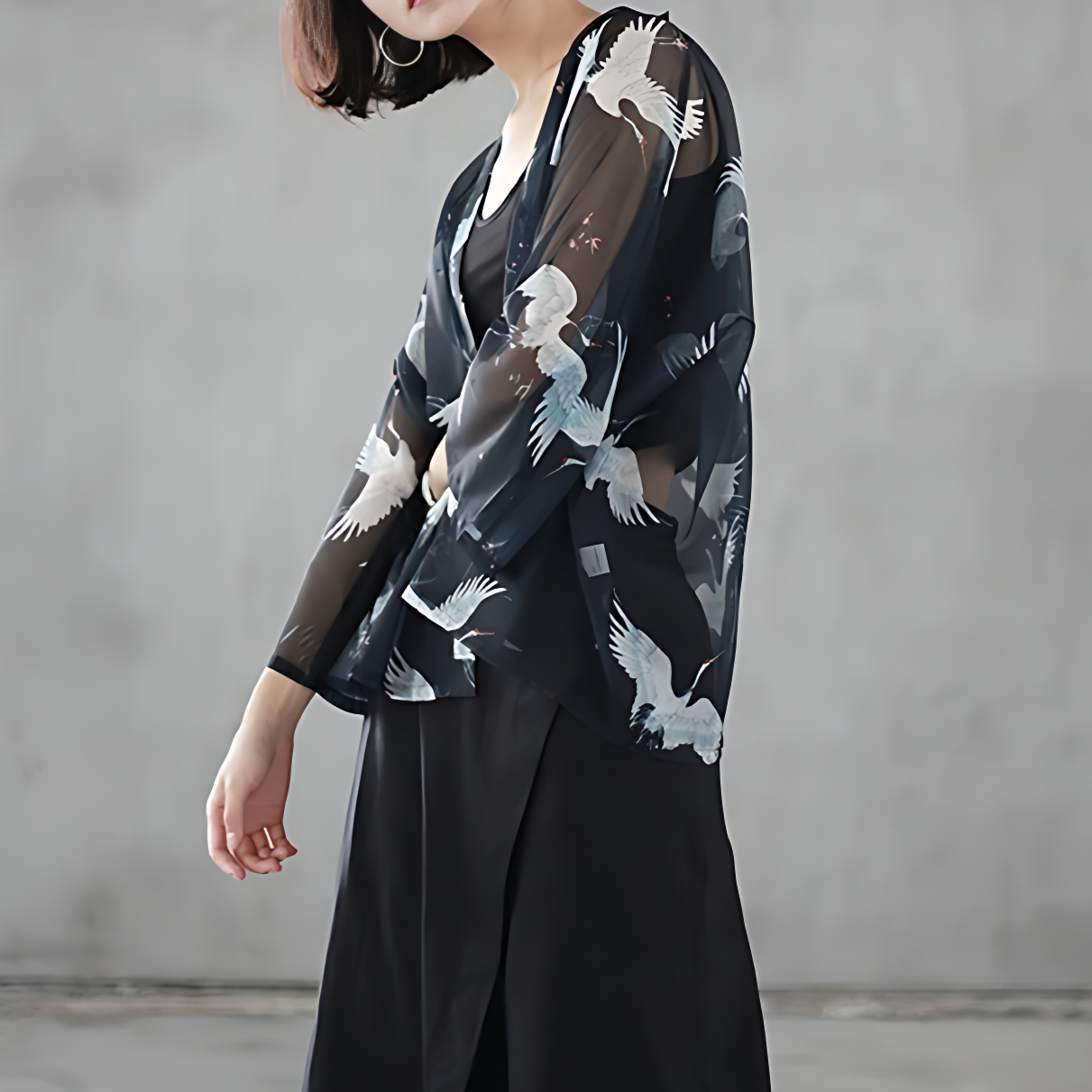 Kimono Noir Transparent Femme - Taille unique