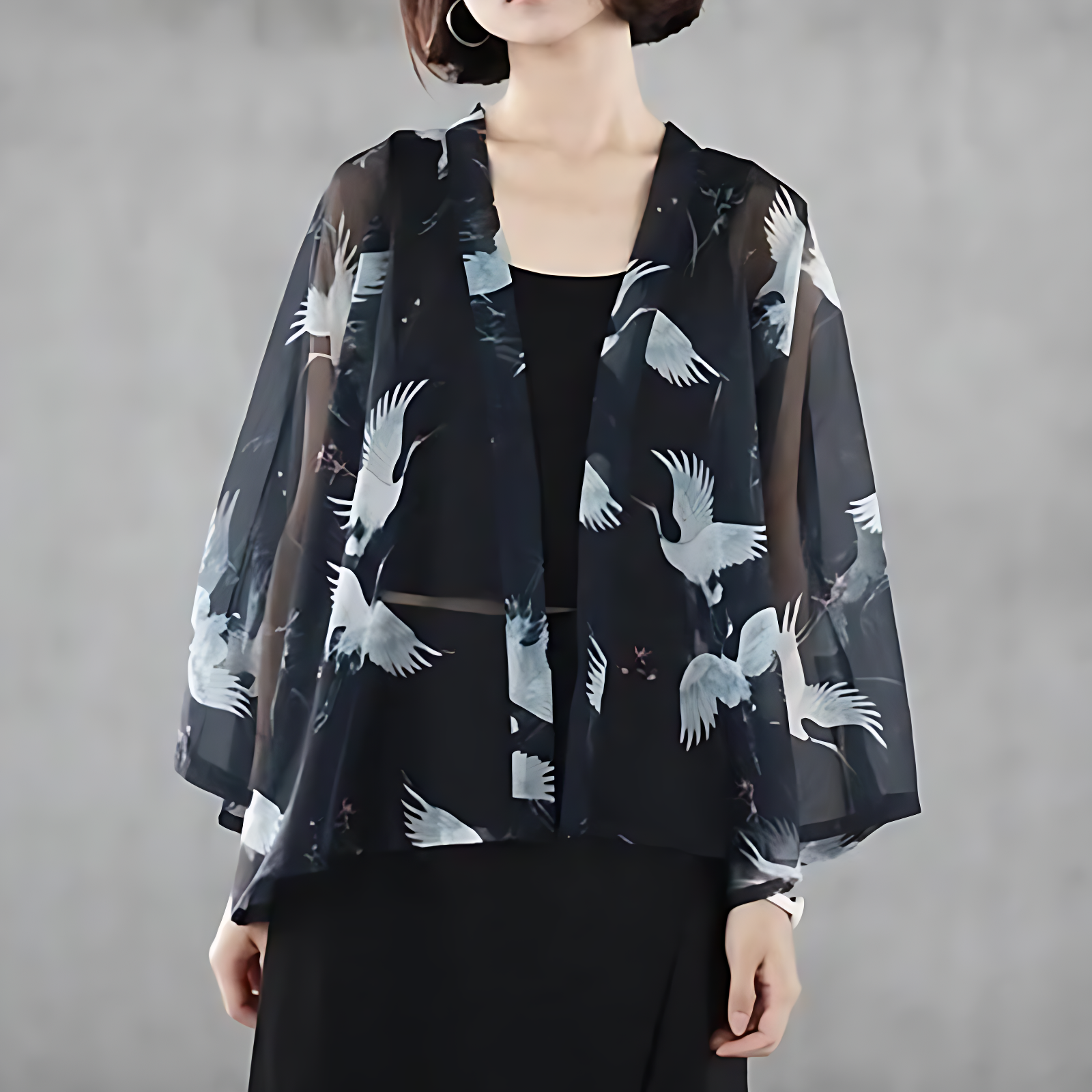 Kimono Noir Transparent Femme - Taille unique