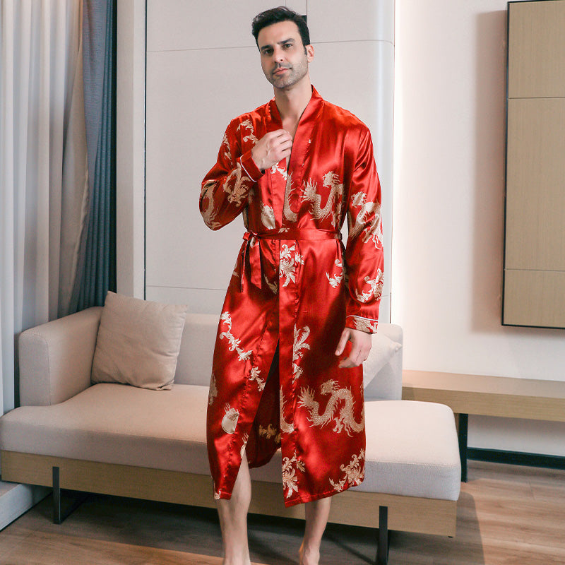kimono satin homme - Rouge / S