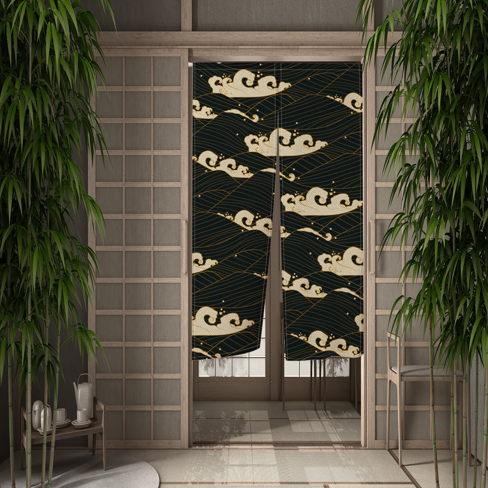 Noren Japonais ’Shizuka’ - Mer / 55x90cm