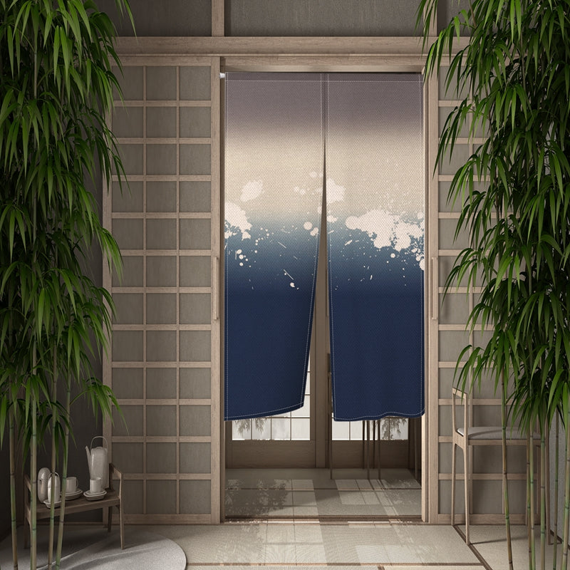 Noren Japonais ’Tsubaki’ - Ciel / 55x90cm