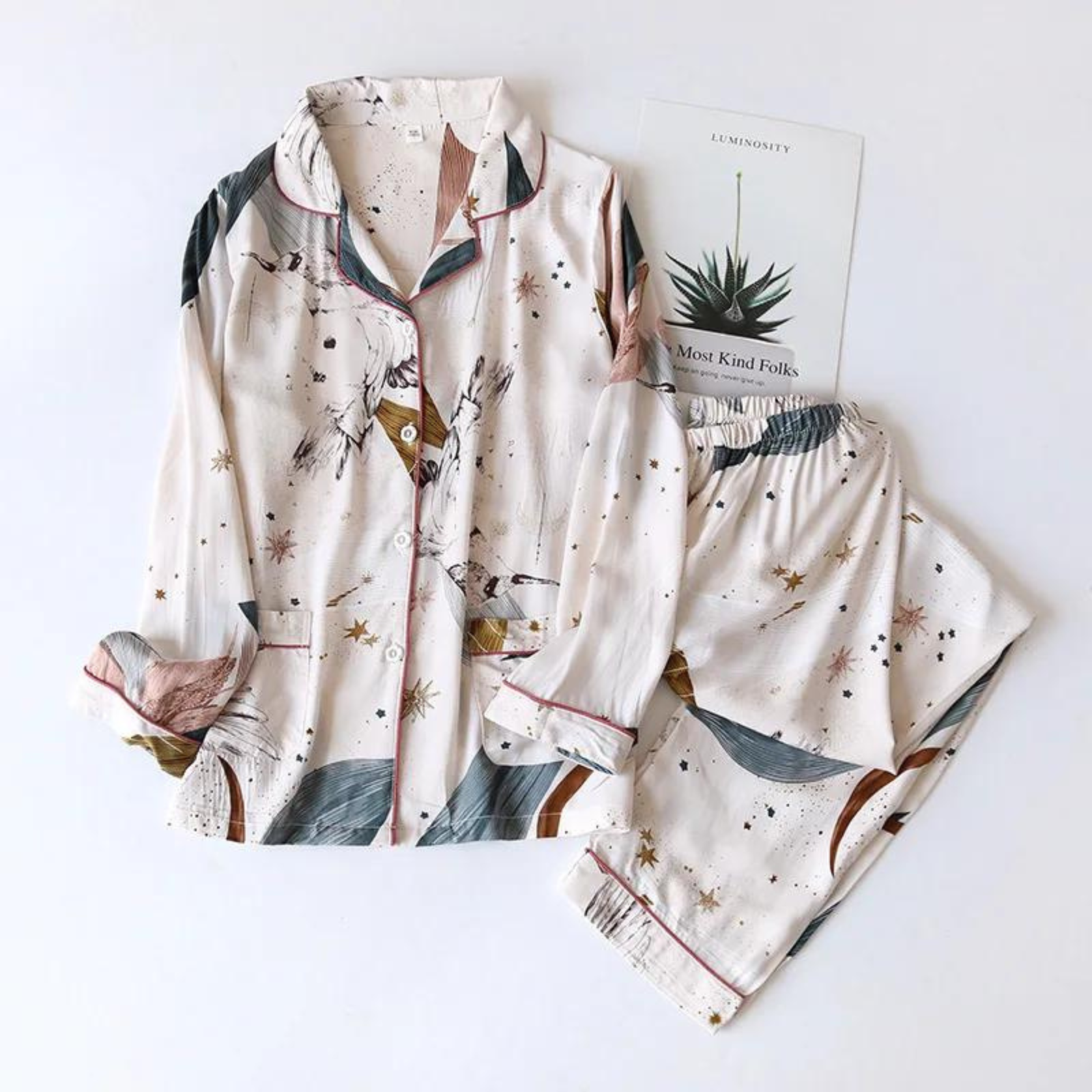 Pyjama Japonais en Satin pour Femme - Beige / M