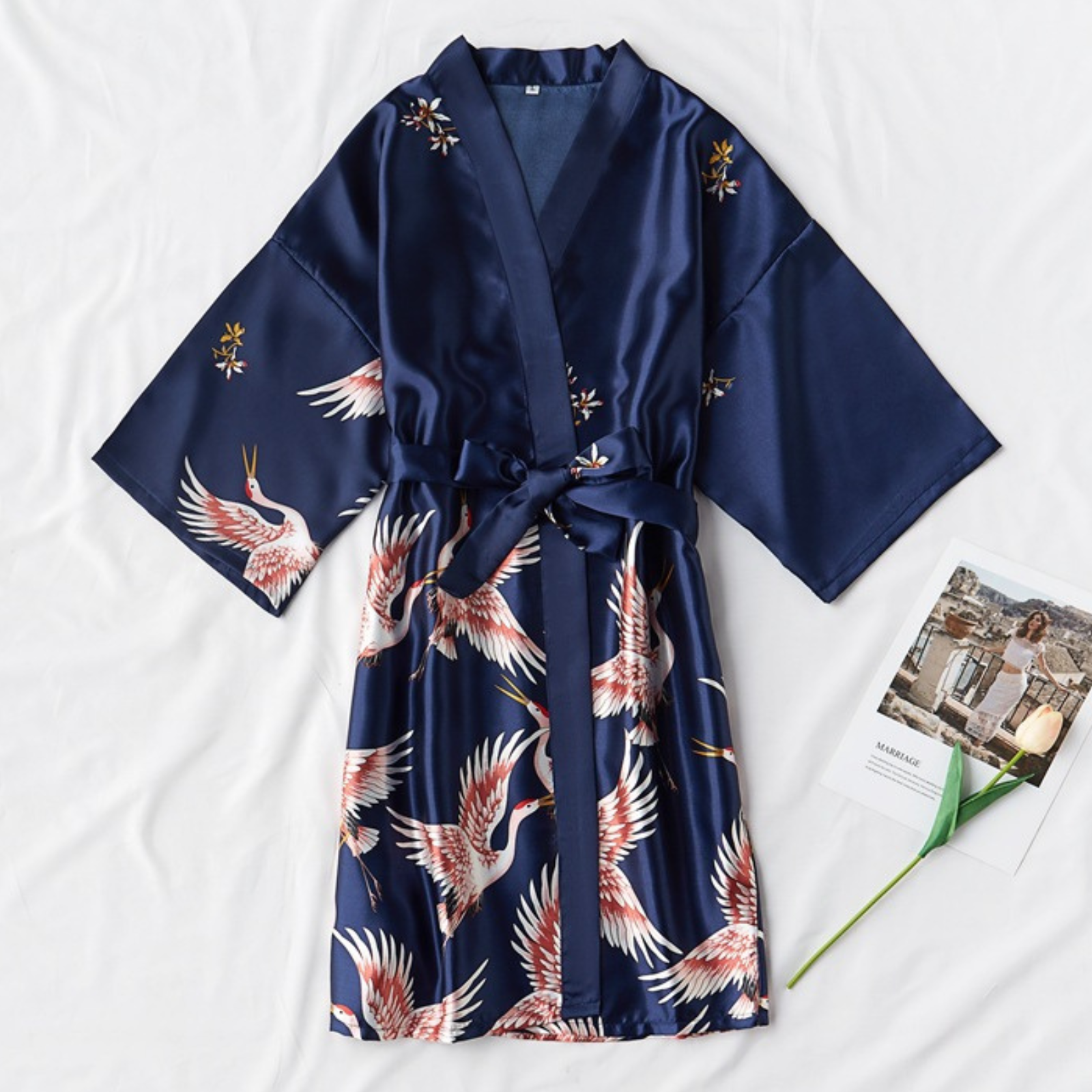 Pyjama Kimono Satin Femme - M
