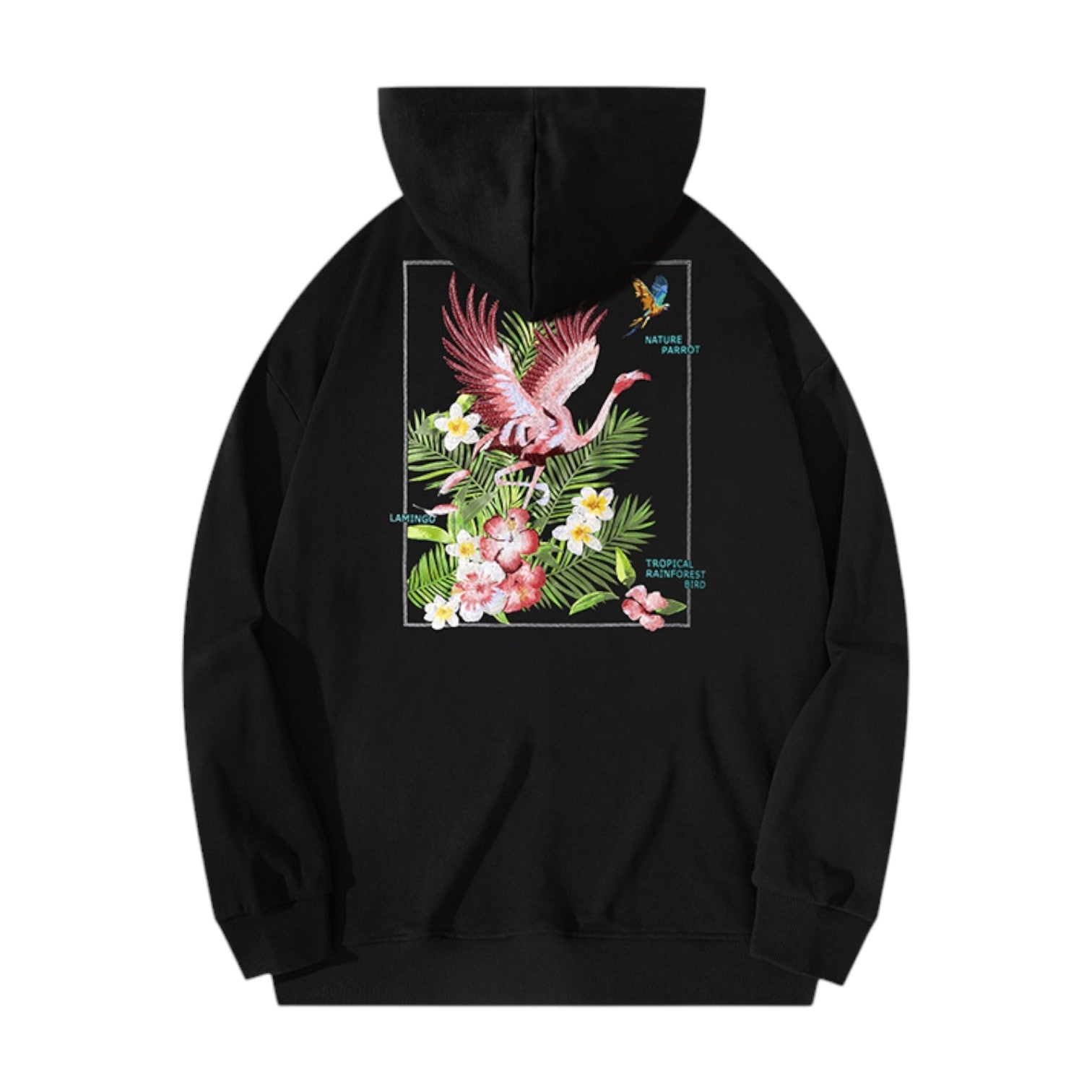 Sweat à Capuche Flamant Rose - Noir / M
