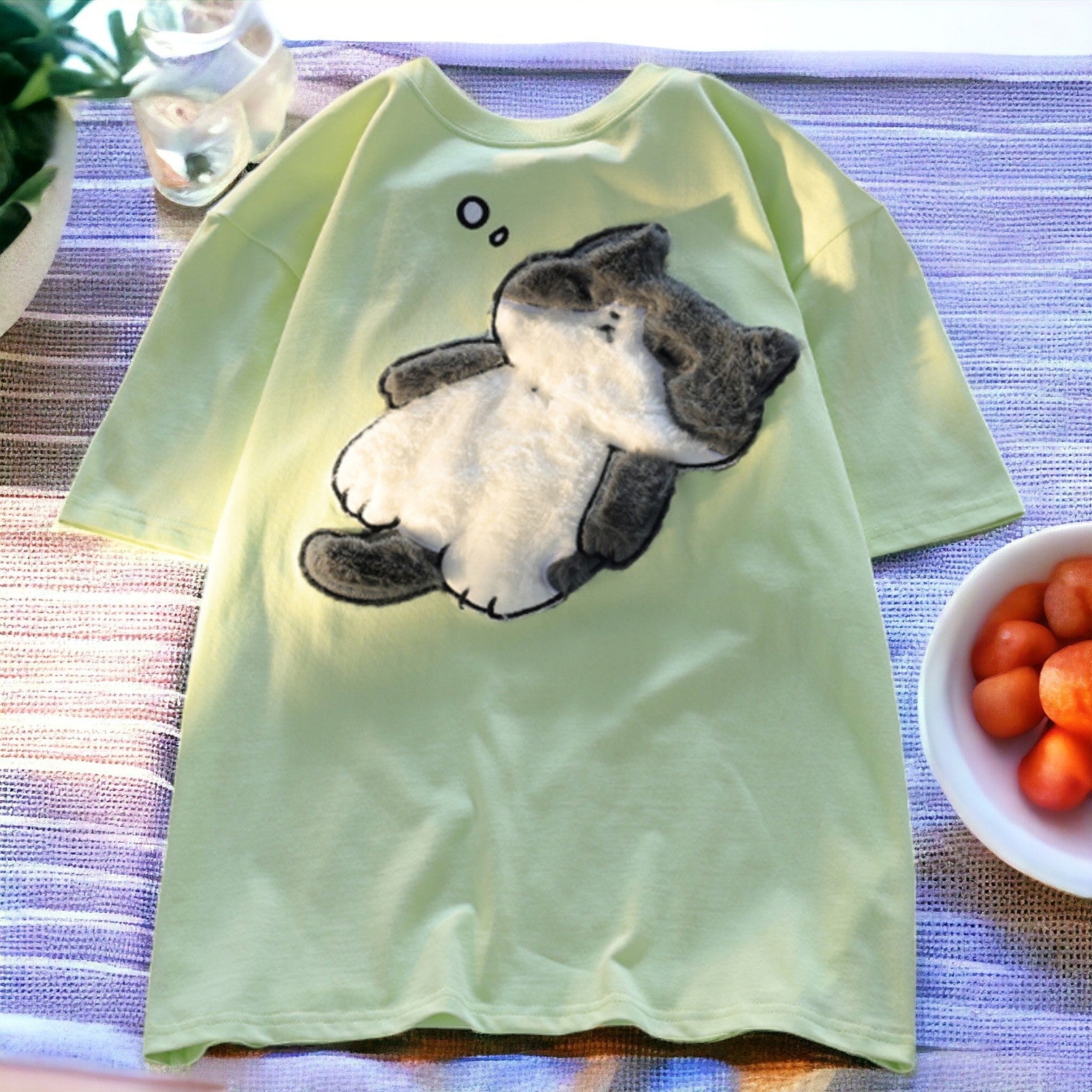 T-Shirt Chat Japonais - Vert / S