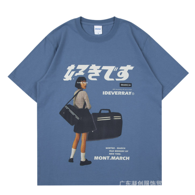 T-Shirt Harajuku - Bleu / M