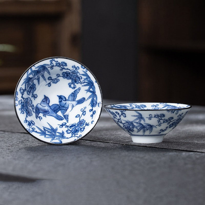 Tasse porcelaine fine japonais - Oiseaux