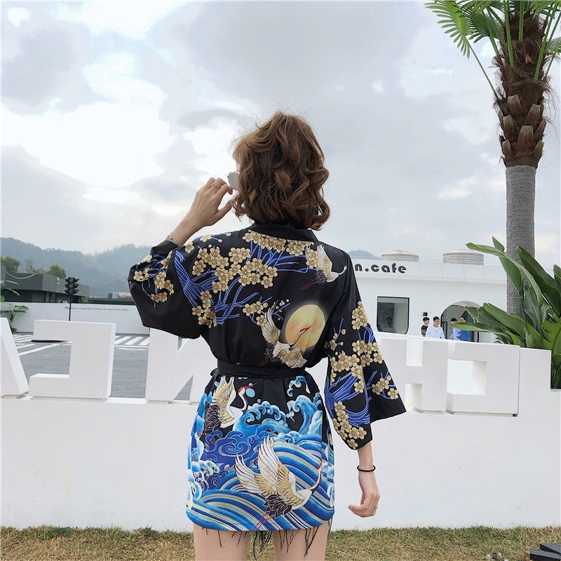 Veste de Kimono Femme ’Sanaé’ - Noir / S