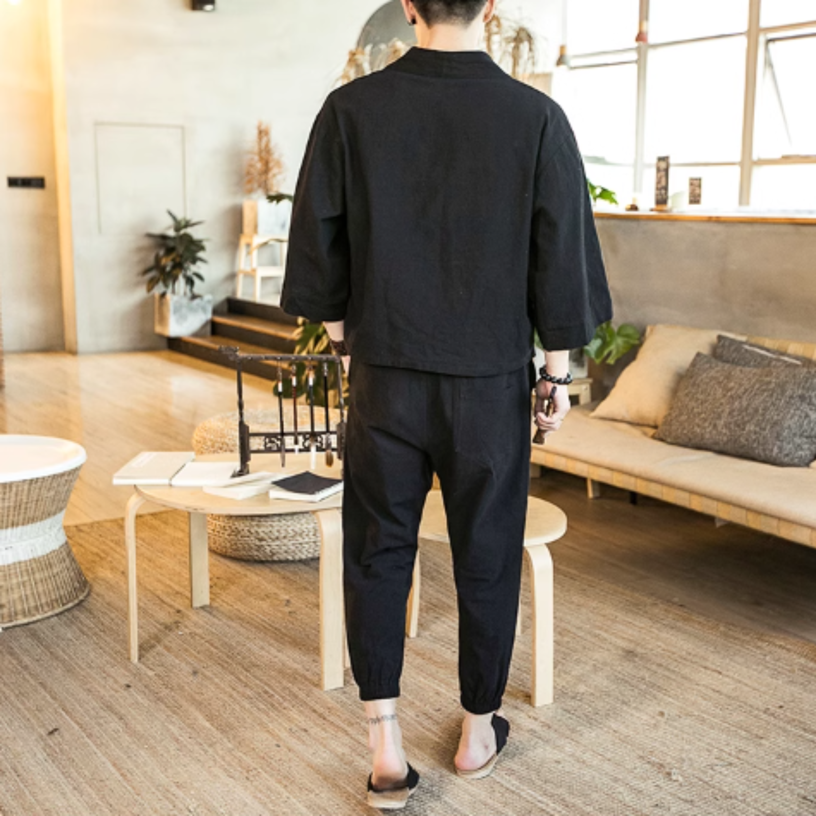 Veste Kimono à Ecriture Japonaise ’Kanji’