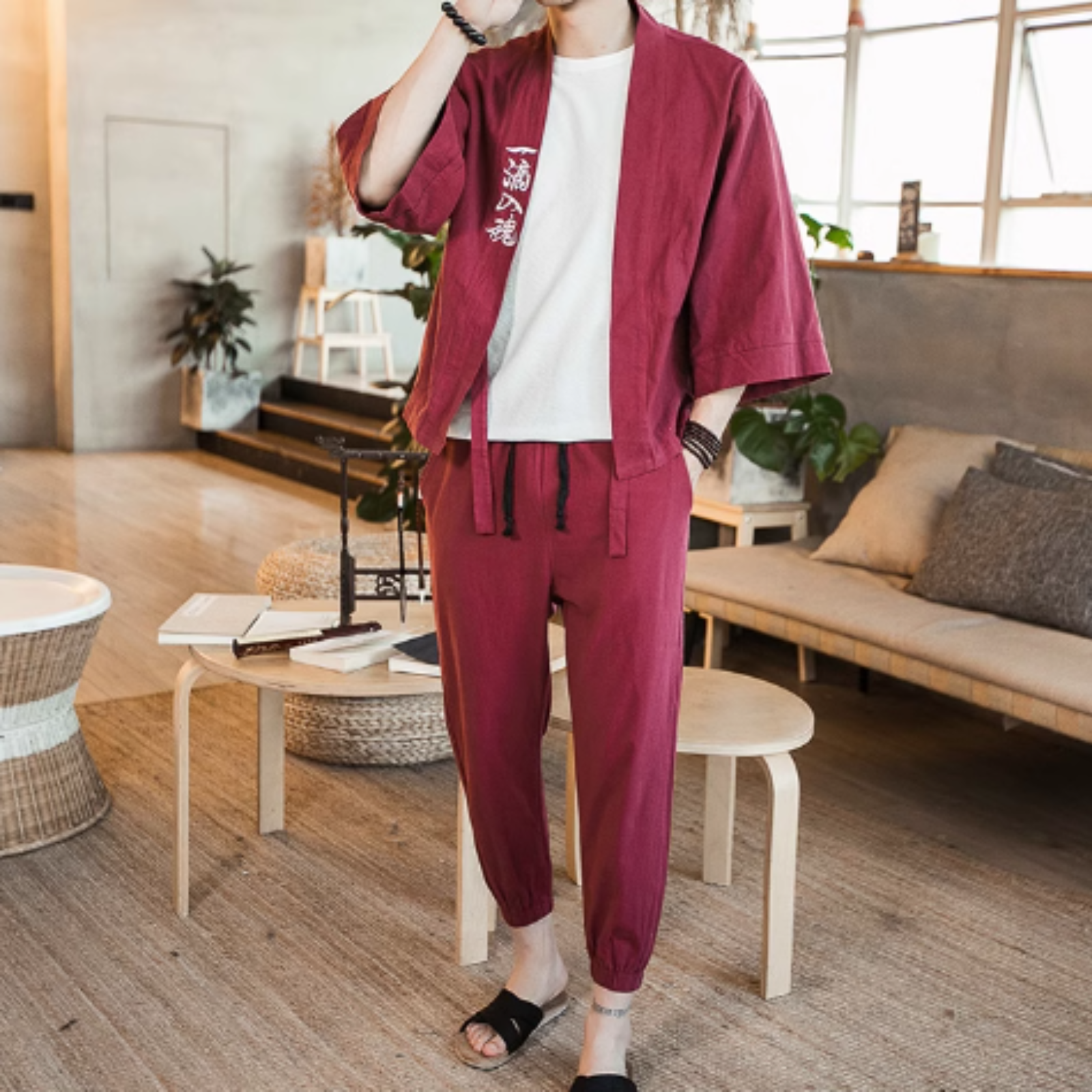 Veste Kimono à Ecriture Japonaise ’Kanji’