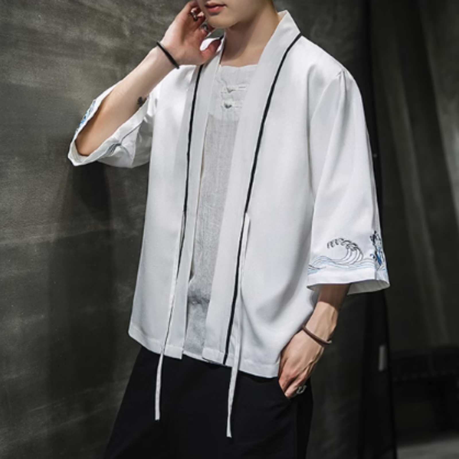 Veste Kimono Homme Motif Vague ’Iko’