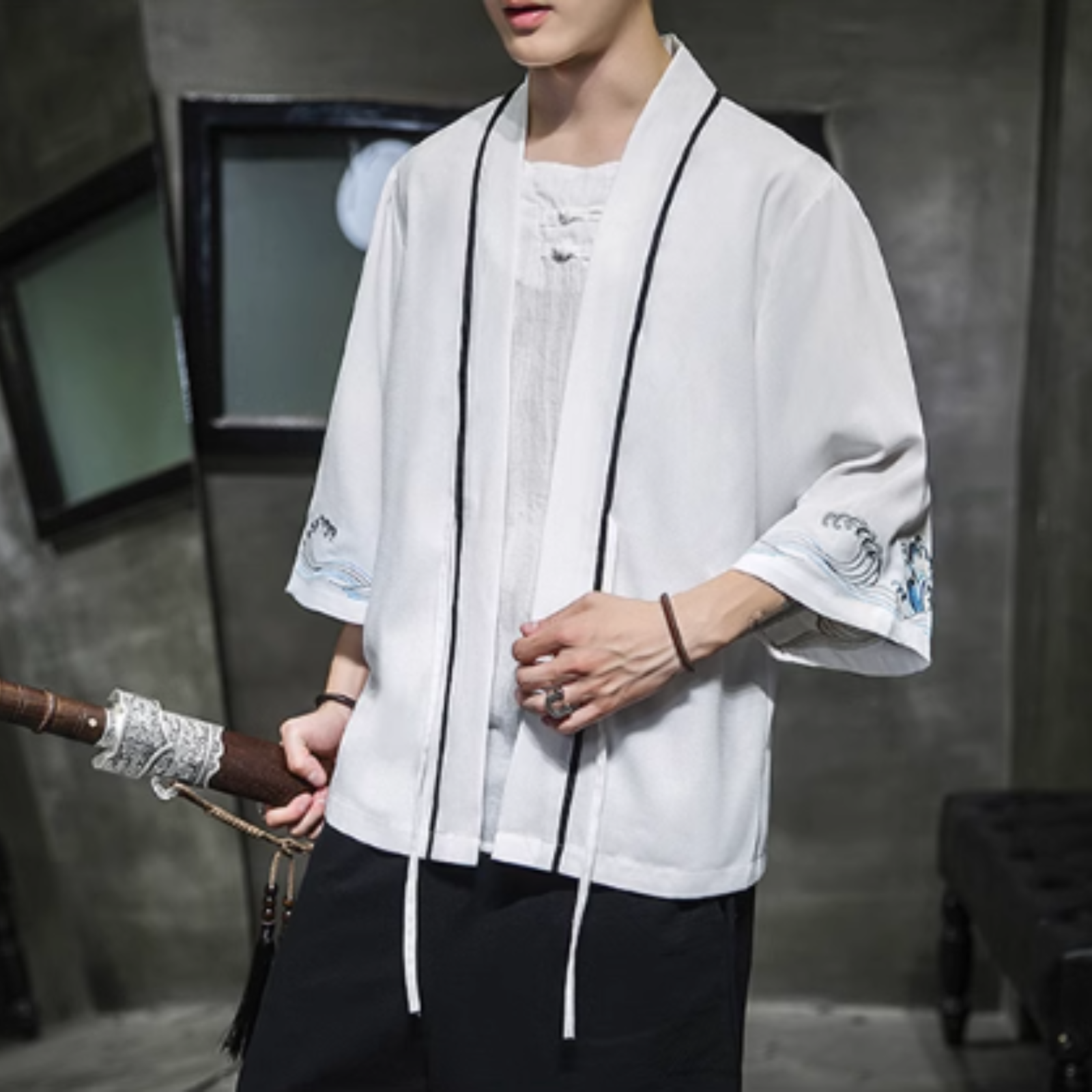 Veste Kimono Homme Motif Vague ’Iko’