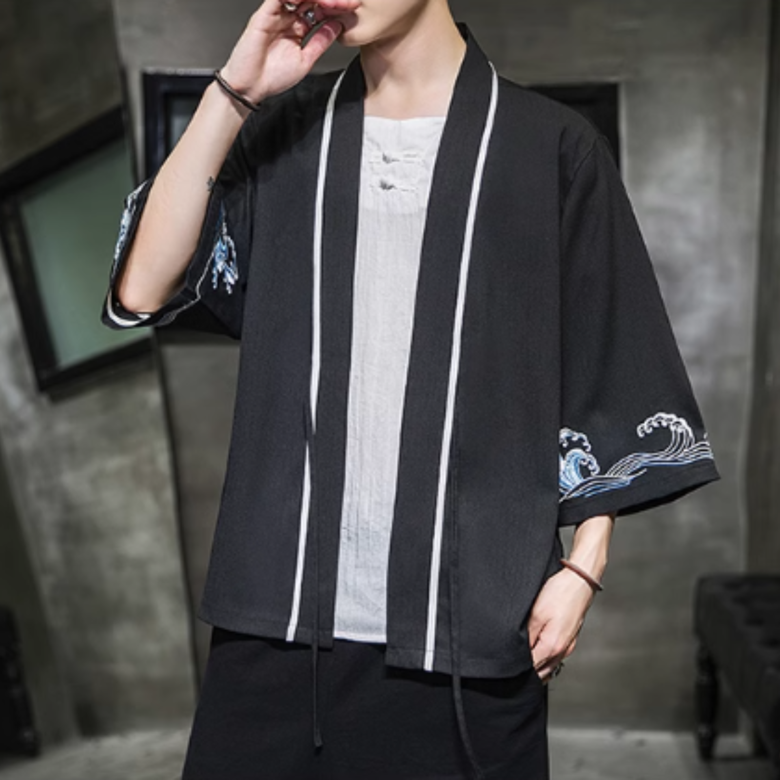 Veste Kimono Homme Motif Vague ’Iko’