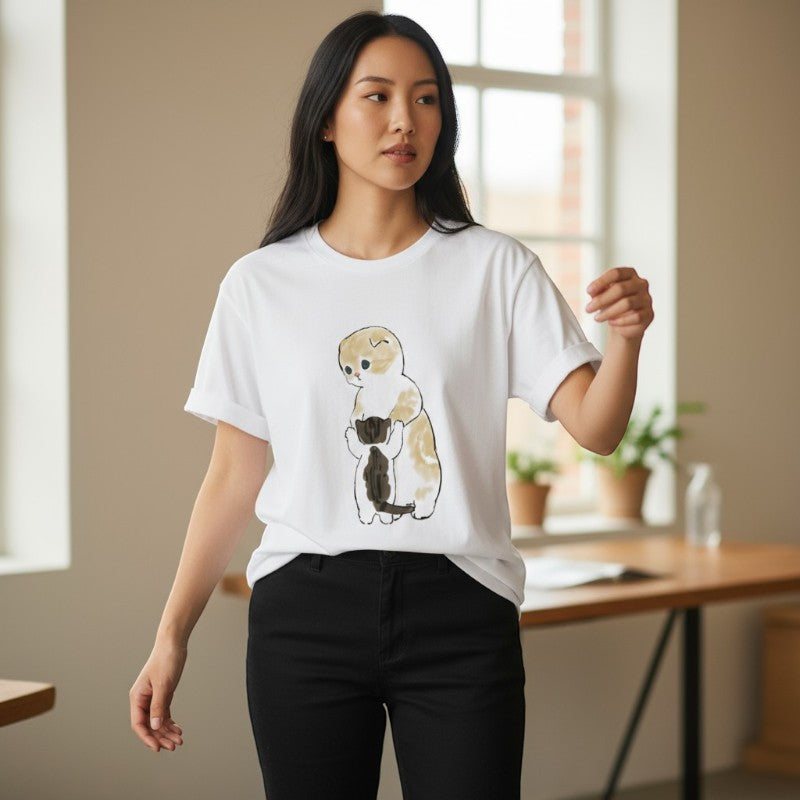 T-shirt chat japonais courir