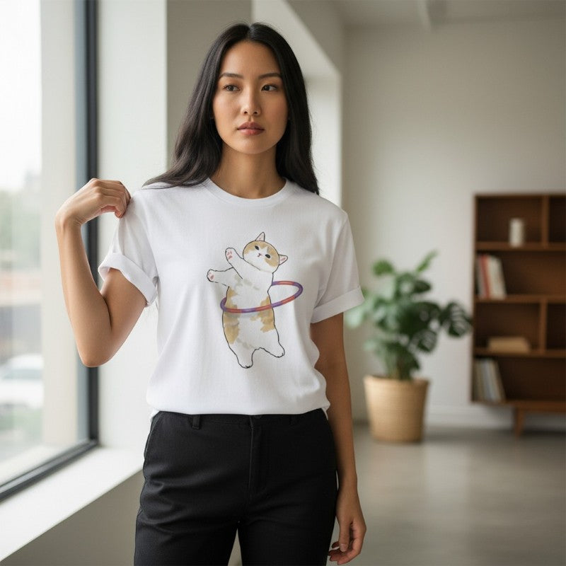 T-shirt chat japonais courir