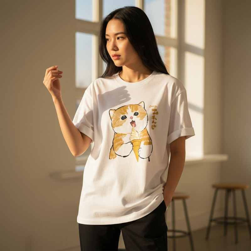T-shirt chat japonais courir