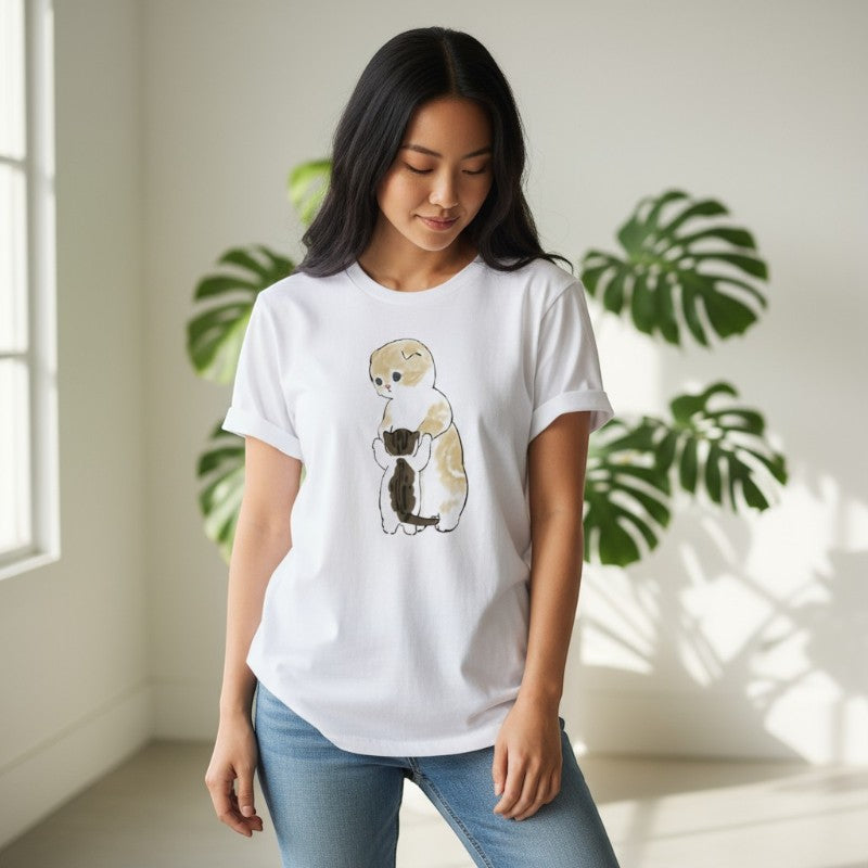 T-shirt chat japonais courir