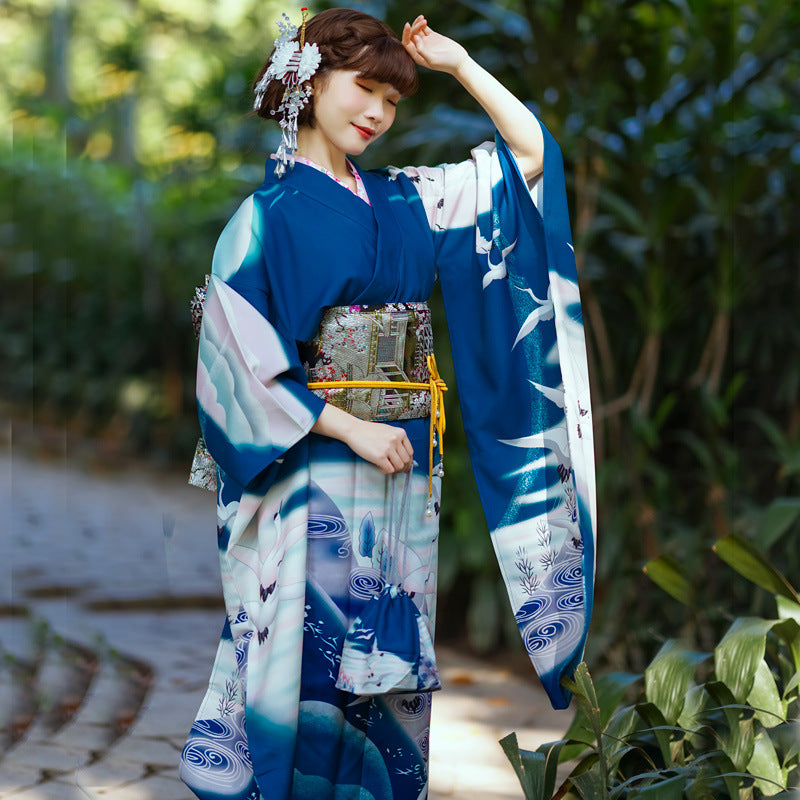 yukata japonais femme pas cher - Kits complet avec 9 accesoires / Taille unique: 140 cm