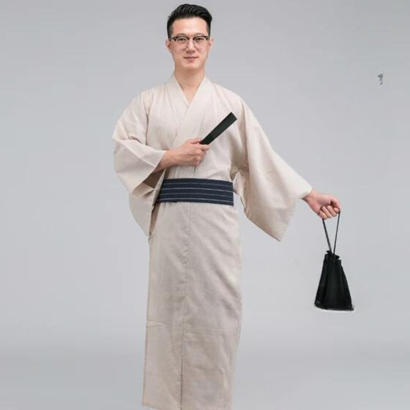 Yukata Kimono Homme Japonais - Blanc / M